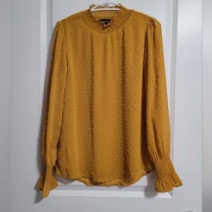 Papillon Mustard Longsleeves Blouse with popcorn design size Small
